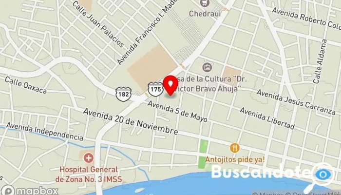 mapa de Clínica de Especialidades San Francisco Hospital en San Juan Bautista Tuxtepec