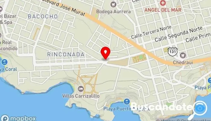 mapa de MoviMED Puerto Escondido Oficina médica, Médico, Servicio de asistencia sanitaria domiciliaria, Clínica de atención sin cita previa en Puerto Escondido